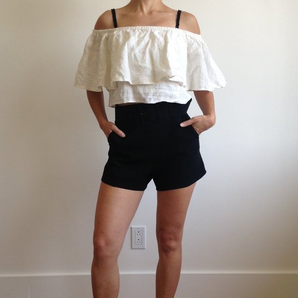 Reformation - Ivory Off The Shoulder Crop Top - Picture 1 of 16